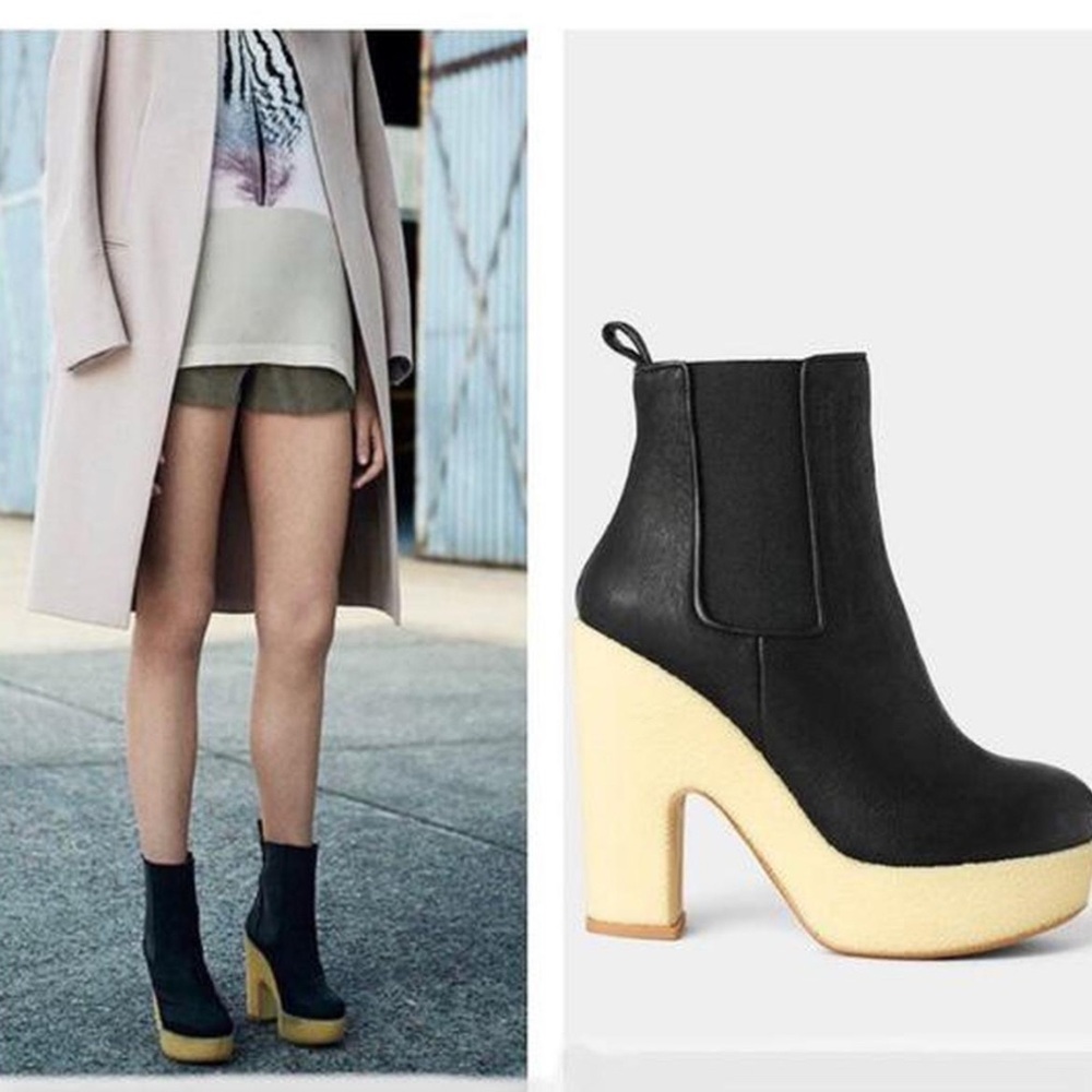 Alls Saints Black and Tan Heeled Boots